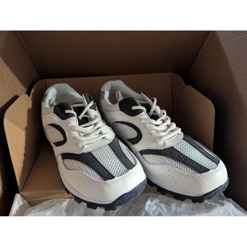 Size 9.5 X-Wide (4E) Mt Emey Explorer 9702-3L Walking Shoe Diabetic White+Navy